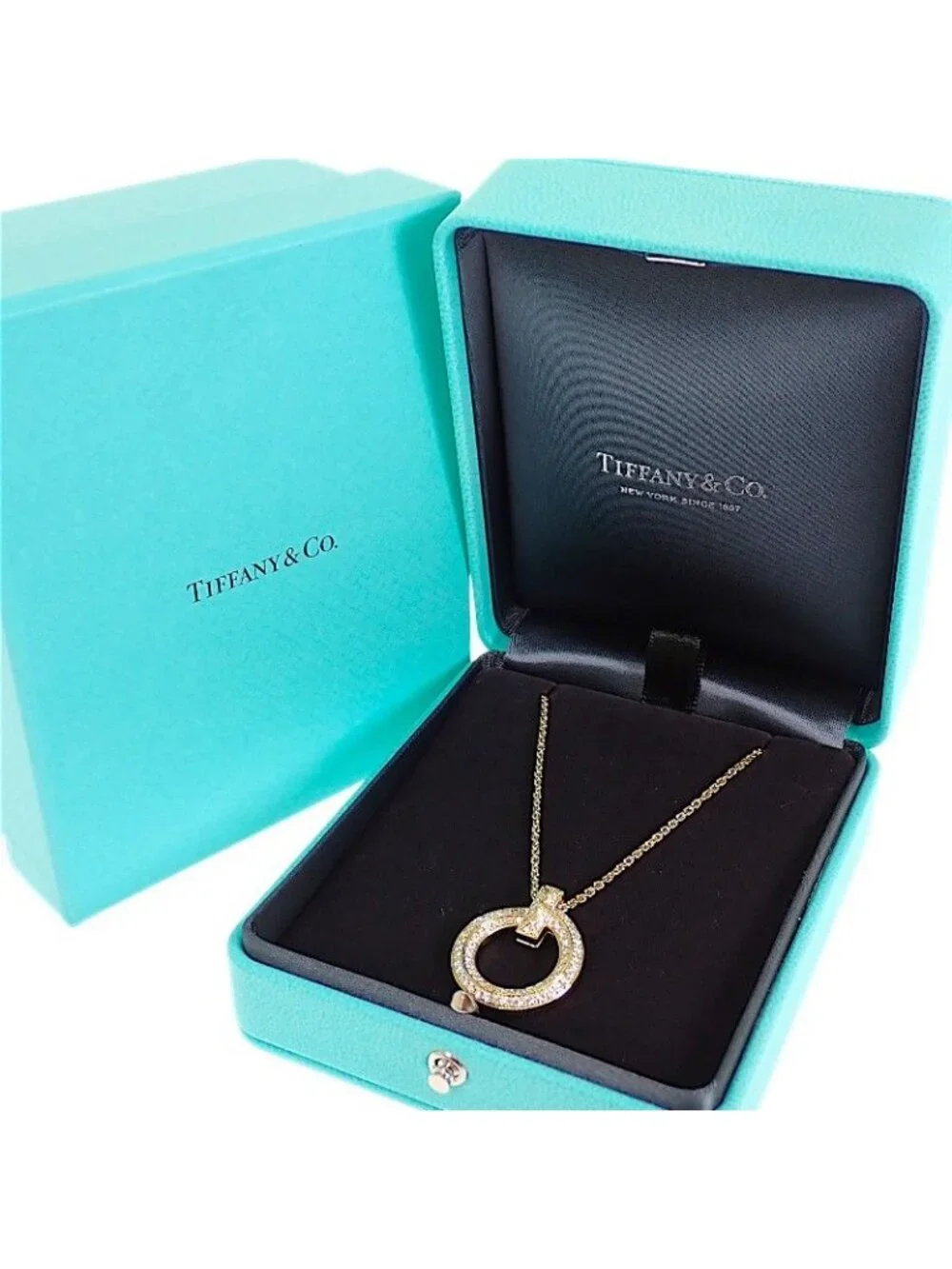 Tiffany & Co T One Circle Pendant Included 18k Gold Diamond
